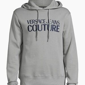 Versace Jeans Collection Gray Hoodie with Navy Logo